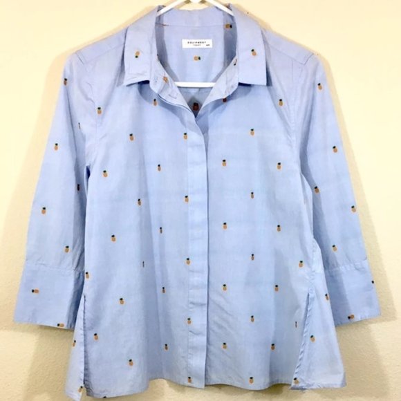 EQUIPMENT ESME LIGHT BLUE PINEAPPLE TOP NWT - Picture 3 of 4